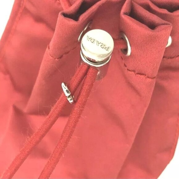 908181AS (X2) Prada Clutch Bag Red Nylon - Picture 7 of 10